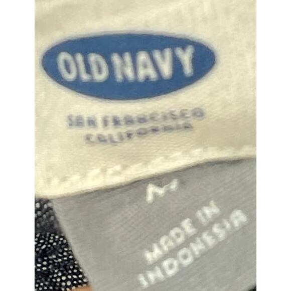 Old Navy Button Up Shirt Womens Size M Blue Long Sleeves 100% Cotton Minimalist - Picture 3 of 5